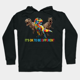 Autism Dinosaur It's Ok To Be Different Autism Awareness Hoodie